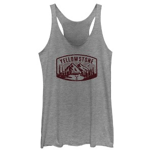 Women's Yellowstone Brown Dutton Ranch Montana Landscape Scenery Racerback Tank Top - 1 of 4
