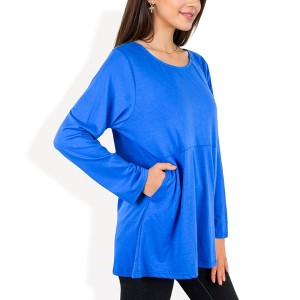 Anna-Kaci Women's Scoop Neck Tunic Top with Front Pockets - 1 of 4