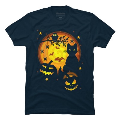 Men's Design By Humans Halloween Kitty By artizan16 T-Shirt