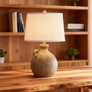 Maxax 24" Rustic Table Lamp, Farmhouse Bedside Lamp with USB Charging Port for Nightstand or Bedroom - 1 of 4