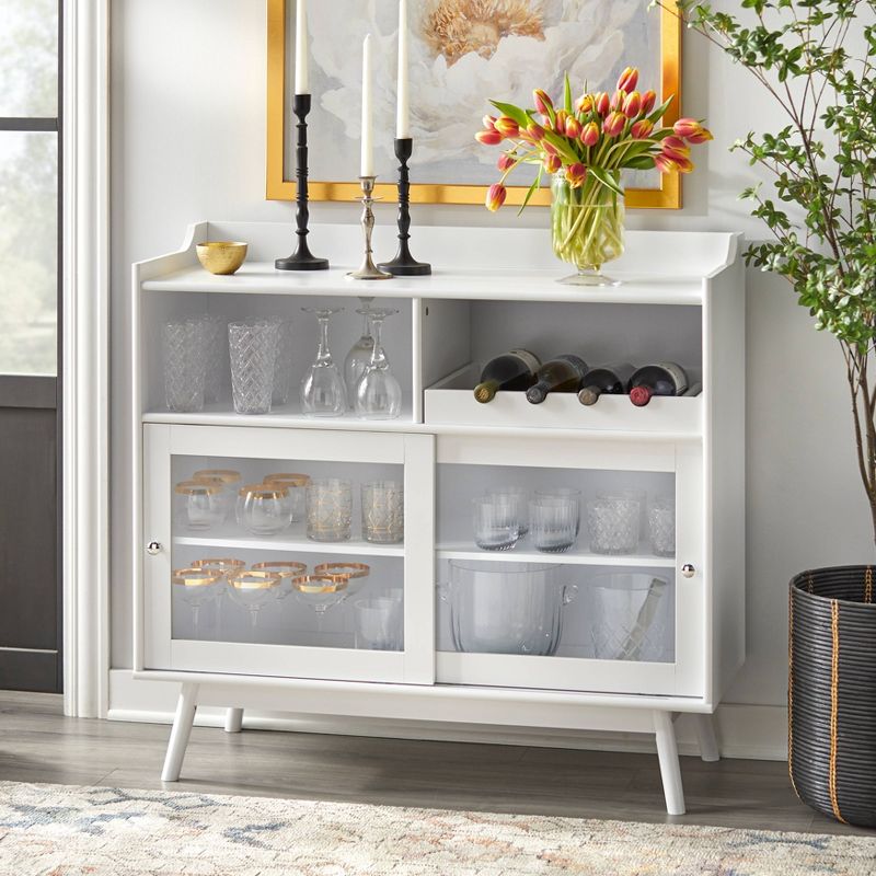 Dublin Bar Cabinet with Sliding Glass Doors White - Buylateral, 3 of 10