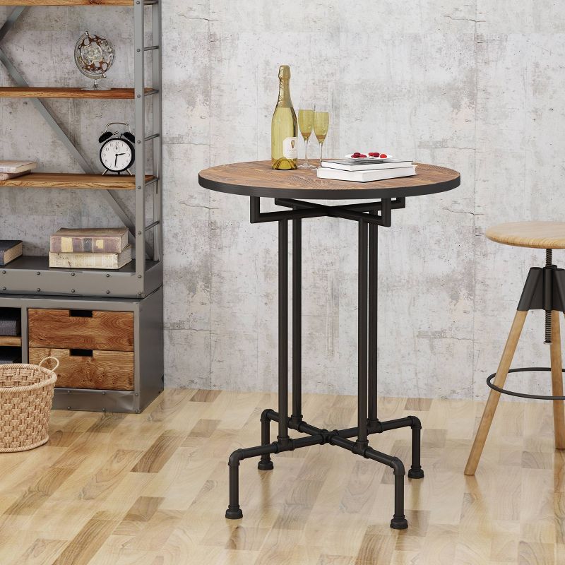 32" Westleigh Round Industrial Bar Table Dark Brown - Christopher Knight Home, 3 of 6