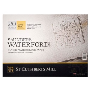 St Cuthberts Saunders Waterford Watercolor Block, Rough, White, 140lb/300gsm, 20 Sheet, 14x10 inch, 1 Count - 1 of 4