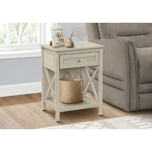 Vynxaria Transitional 2-Tier Accent Table with Storage Drawer - Antique White Veneer Finish, 19" L x 15.75" D x 25" H - 1 of 4