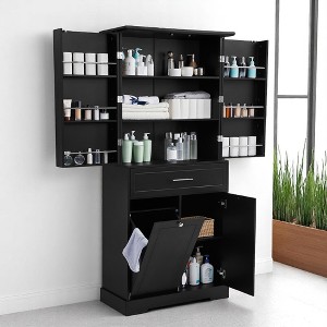 Tall Bathroom Storage Cabinet, Adjustable Shelves, Drawer & Double Doors, Freestanding Organizer for Laundry Room & Bedroom - 1 of 4