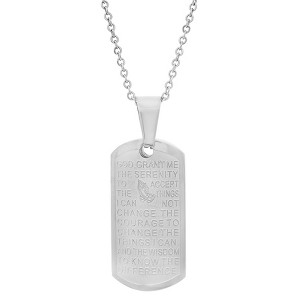 Steeltime Ladies stainless steel serenity prayer pendant comes with 18" chain. Color Options: Silver, Gold - 1 of 4