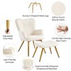 Yaheetech Boucle Fabric Accent Chair  and Ottoman Set with Golden Metal Legs, Ivory - 4 of 4