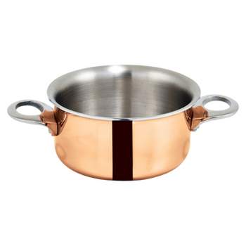 Met Lux 9 oz Copper Stainless Steel Small Individual Casserole Pot - with Lid - 5 3/4 inch x 3 1/2 inch x 2 1/2 inch - 1 Count Box