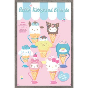 Trends International Hello Kitty and Friends: 24 Ice Cream Parlor - Group Framed Wall Poster Prints - 1 of 4