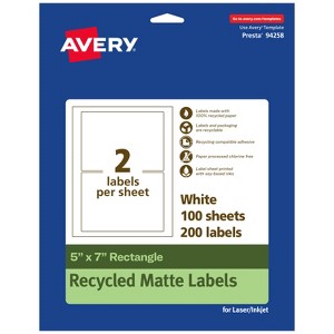 Avery Recycled Matte White Labels,  5" x 7" Rectangle - 1 of 4