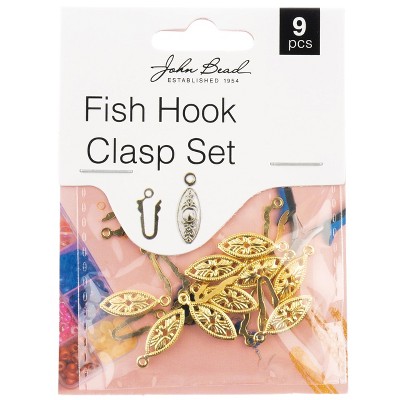 John Bead Must Have Findings Metal Gold 6x20mm Fish Hook Clasps for Jewelry Making Findings, 9 Pieces