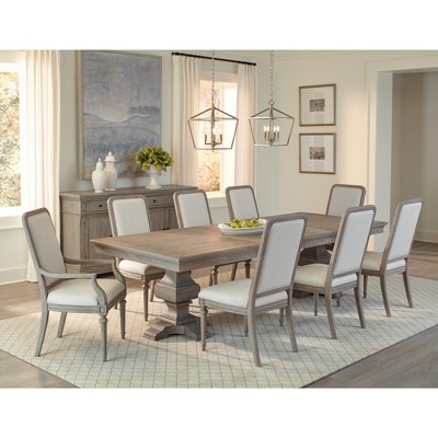 Ivory Linen Upholstered Arm Chair with Driftwood Finish