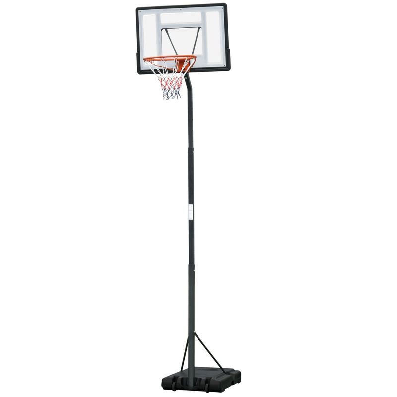 Soozier Portable Basketball Hoop System Stand with 34in Backboard, Wheels, Height Adjustable 8FT-10FT for Indoor Outdoor Use, 5 of 10