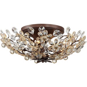 Vienna Full Spectrum Blooms Vintage Ceiling Light Semi Flush Mount Fixture 21" Wide Weathered Brown 5-Light for Bedroom Kitchen Living Room Hallway - 1 of 4