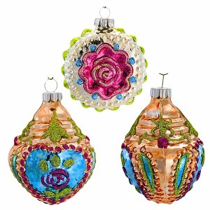 Christopher Radko Company 3.0 Inch Glitter Bumpy Ornament Set Shiny Brite Tree Ornament Sets - 1 of 4