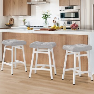 Arceso Counter Height Bar Stools Set, Barstools with Thick Faux Leather Saddle Seat & Heavy Duty Metal Legs,24Inch Kitchen Counter Stools - 1 of 4