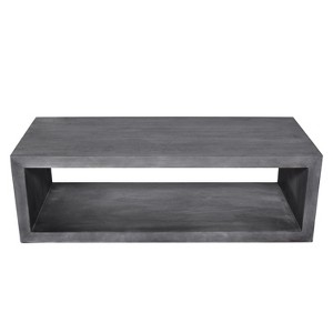 58inCube Shape Wooden Coffee Table with Open Bottom Shelf, Charcoal Gray - 1 of 1