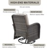 Belord Patio Furniture Swivel Glider PE Wicker Chair, Outdoor Swivel Rocker Seating with Cushions for Porch Deck Balcony, Brown Wicker - 4 of 4