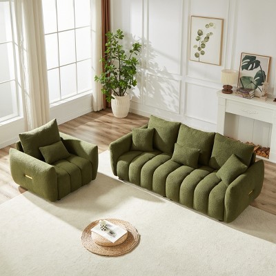 Teddy Fabric 3+1 Seater Sofa Set,Oversized Modern Upholstered Couch Combo with Plush Cushions for Living Room,Apartment-Baofuwish