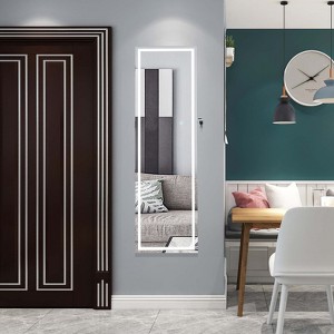 Gulches Full Mirror Jewelry Storage Mirror Cabinet With LED Lights Can Be Hung On The Door Or Wall - 1 of 4