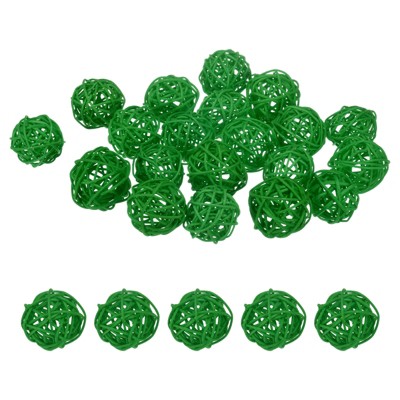 Unique Bargains Wicker Rattan Decorative DIY Crafts Balls 1.6 Inch 20 Pcs
