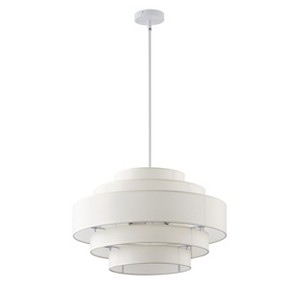 Dewdrop Vintage Pendant Light 5-Light White Iron Frame with Beige Fabric Shade ETL Certified for Dining or Kitchen Island - 1 of 4