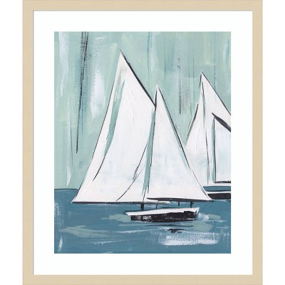 Svelte Natural Framed Abstract Sailing Print by Melissa Wang