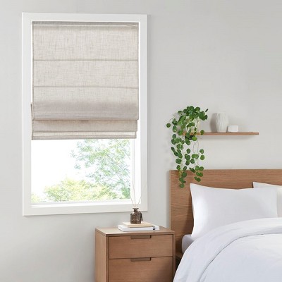 Vynxaria 31"Wx64"L Linen Blend Light Filtering Cordless Roman Shade,Natural(Only 1 PC)