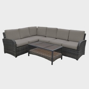 Leisure Made Jackson 5pc Wicker Sectional in Gray Fabric - 1 of 4