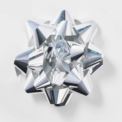 Holographic Mega Christmas Bow Silver - Wondershop™