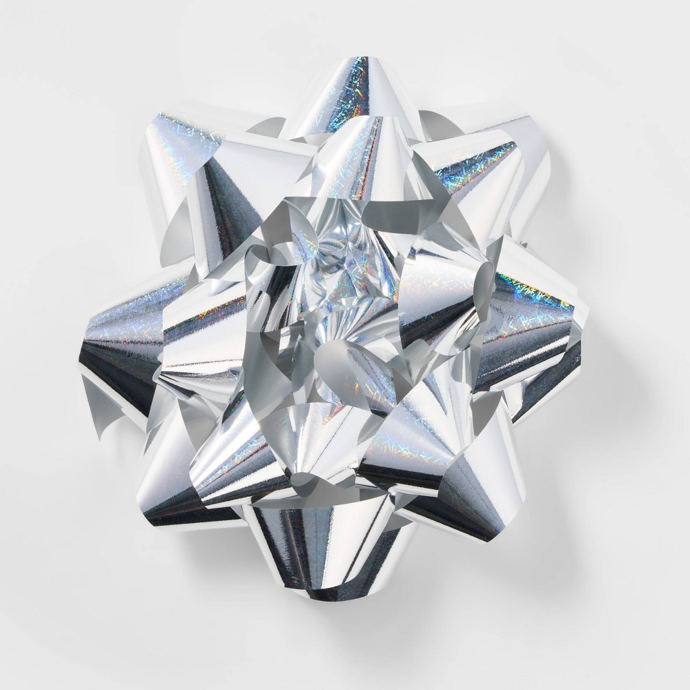 Holographic Mega Christmas Bow Silver - Wondershop