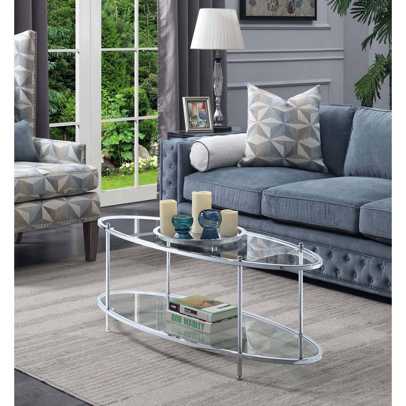 Royal Crest Oval Coffee Table Chrome - Breighton Home, 3 of 5