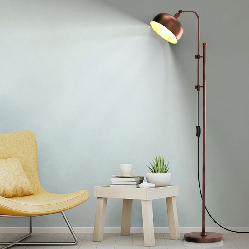 Costway Industrial Floor Lamp Standing Pole Light w/Adjustable Lamp Head & Height Bronze, 4 of 11