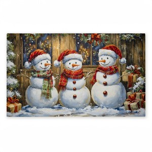 Stupell Industries Rustic Snowman Trio Printed Outdoor Door Mat, design by Creative Studio, 18"x30" - 1 of 4