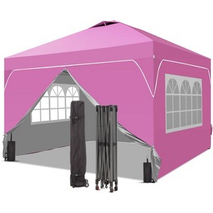 Ainfox 12ftx12ft Pop Up Canopy Tent with 4 Sidewalls One Push Tent Canopy with Wheeled Carry Bag, 8 Stakes and 4 Ropes - 1 of 4