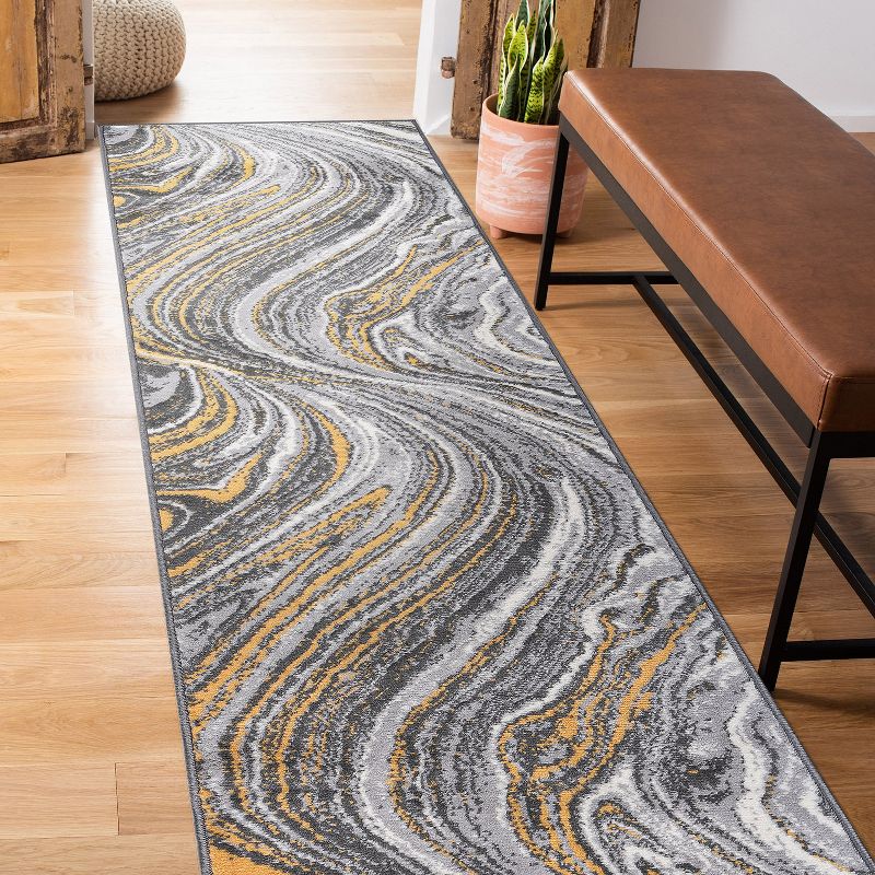 World Rug Gallery Contemporary Abstract Swirl Stain Resistant Soft Area Rug, 3 of 13