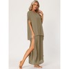 cheibear Women's Casual Short Sleeve Loose Fit Sleepshirt with Long Pants 2-Piece Loungewear Sets - 2 of 4