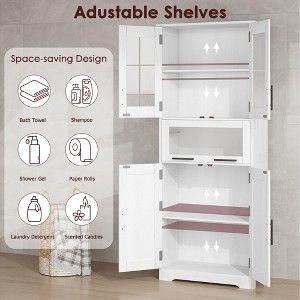 67" Tall Bathroom Storage Cabinet with 4 Doors & Flip Glass Drawer,  Freestanding Organizer for Kitchen, Pantry, Living Room - 1 of 4