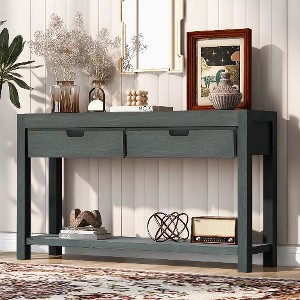 PAGED Wood Console Table with 2 Drawers & Shelf, Entryway Table with Storage, Entryway Sofa Side Table for Living Room - 1 of 4