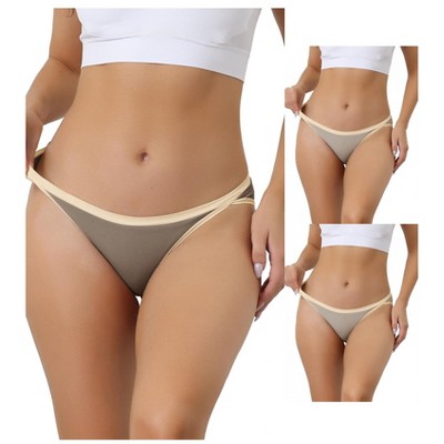 Allegra K Women's Cotton Low-Waisted Stretch Soft Comfortable High Cut Underwear 3 Packs