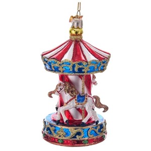 Kurt Adler Noble Gems Glass Ornament for Christmas Tree, Carousel - 1 of 1