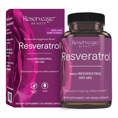 Reserveage Beauty, Resveratrol 250 mg, Antioxidant Supplement for Heart and Cellular Health, Supports Healthy Aging, Paleo, Keto