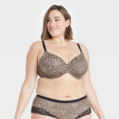 Women's Leopard Print Superstar Lightly Lined T-shirt Bra - Auden™ Black  48dd : Target