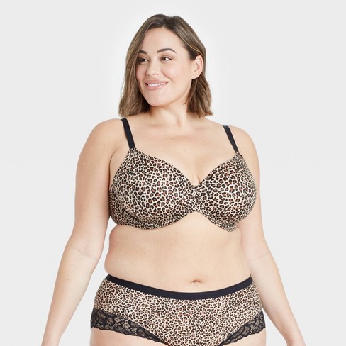 Women's Leopard Print Superstar Lightly Lined T-shirt Bra - Auden™ Black  42ddd : Target