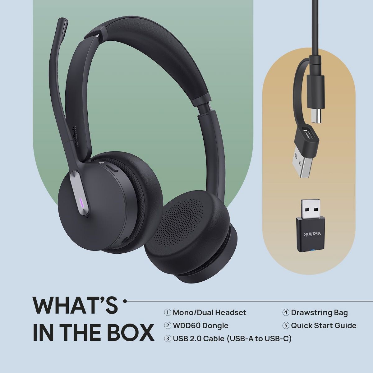 Yealink WH64 Binaural On-Ear Headset with BT Adapter 1208686 - thumbnail 9
