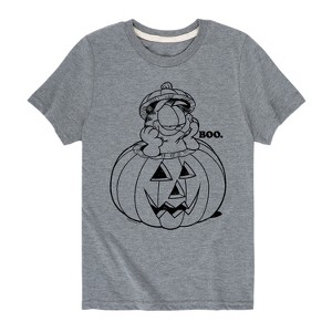 Boys' - Garfield - Garfield Pumpkin Art Short Sleeve Graphic T-Shirt - 1 of 4