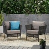Handford 2pk Aluminum & Rope Club Chair Black/Gray: Weather-Resistant Patio Accent Chairs - Christopher Knight Home - 2 of 4