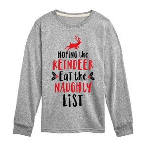 Boys' - Instant Message - Christmas Hoping Reindeer Eat Naughty List Long Sleeve Graphic T-Shirt - 1 of 4