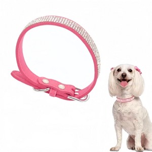 Alilang Sparkling Rhinestone Soft Faux Leather Material Adjustable Dog Collar - 1 of 4