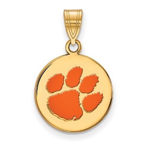 Black Bow Jewelry 14k Yellow Gold Plated Sterling Silver Clemson Tigers NCAA Medium Pendant - 1 of 3
